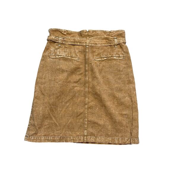 Pilcro for Anthropologie Skirt Women 8 Tan Brown Paper Bag Tie Waist Linen Blend - Picture 4 of 10